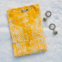 Load image into Gallery viewer, Yellow Chikankaari Cotton Mul Kurta
