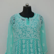 Load image into Gallery viewer, Cyan Georgette Anarkali with Inner
