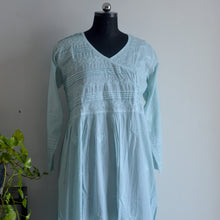 Load image into Gallery viewer, Lead Blue Chikankaari Maxi Dress

