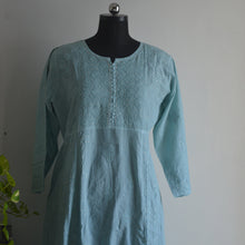 Load image into Gallery viewer, Teal Cotton Anarkali
