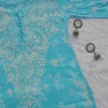 Load image into Gallery viewer, Sky Blue Chikankaari Cotton Mul Kurta
