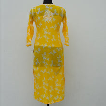 Load image into Gallery viewer, Yellow Chikankaari Cotton Mul Kurta
