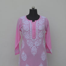 Load image into Gallery viewer, Pink Rayon Potli Buttoned Kurta with Aari Work
